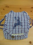 Leichter, kleiner Rucksack für Kinder ab 1 Jahr, aus Baumwolle mit Handdruck Hirsch, ca 25x25cm
